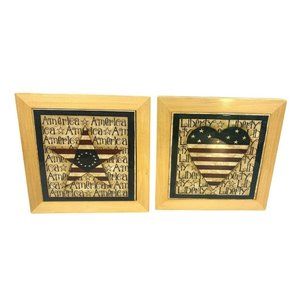 Patriotic American Flag Star Heart Decorative Set